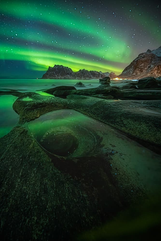 Aurora Borealis Coastline by Mei Xu — canvas wall art