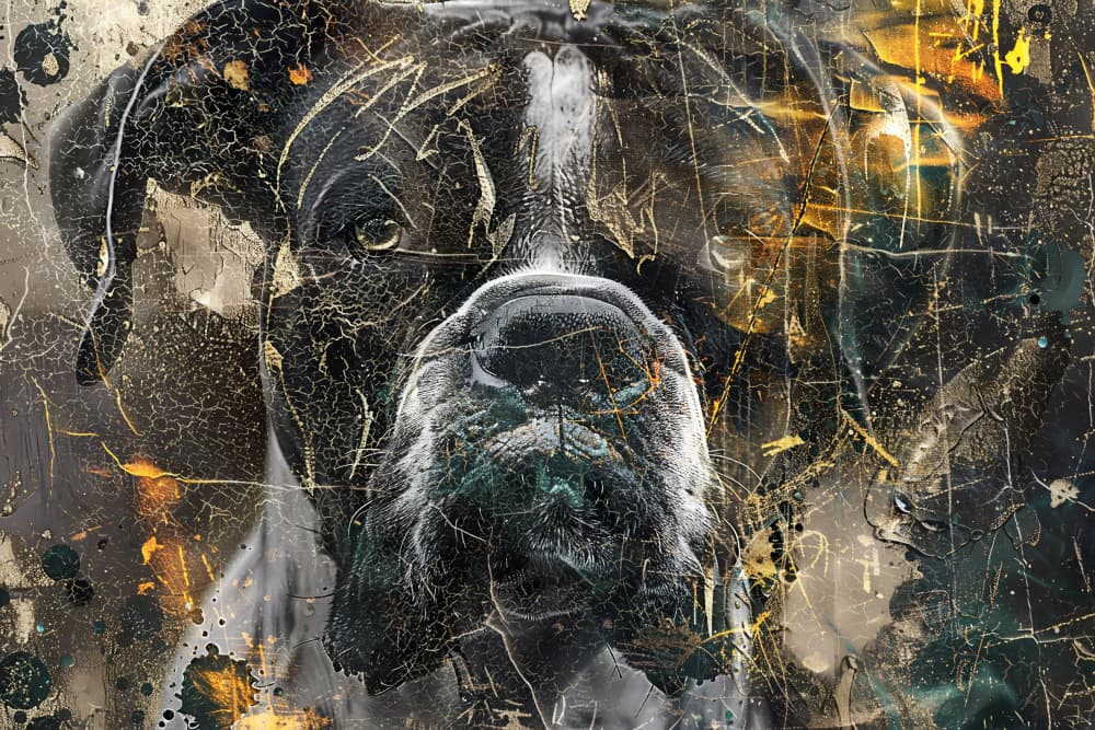 Golden Grunge Boxer by Rafal Kulik — canvas wall art