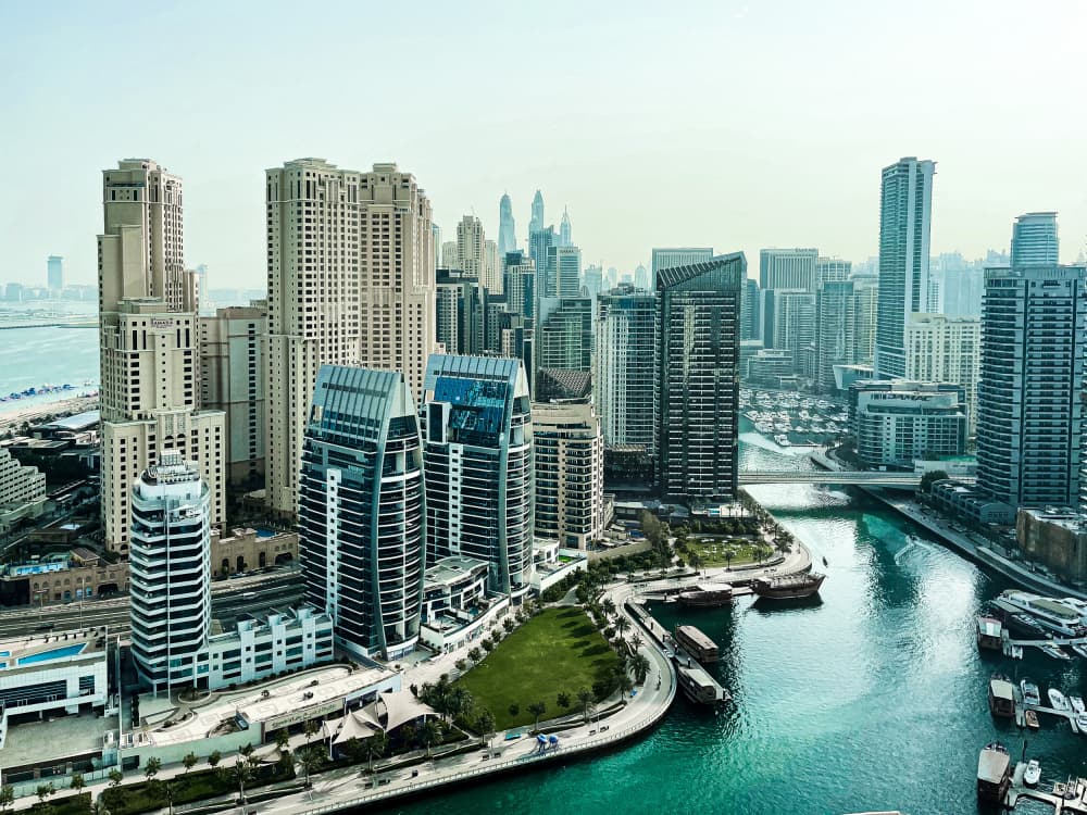 Dubai Marina Skyline View by Patrick Muthui — canvas wall art