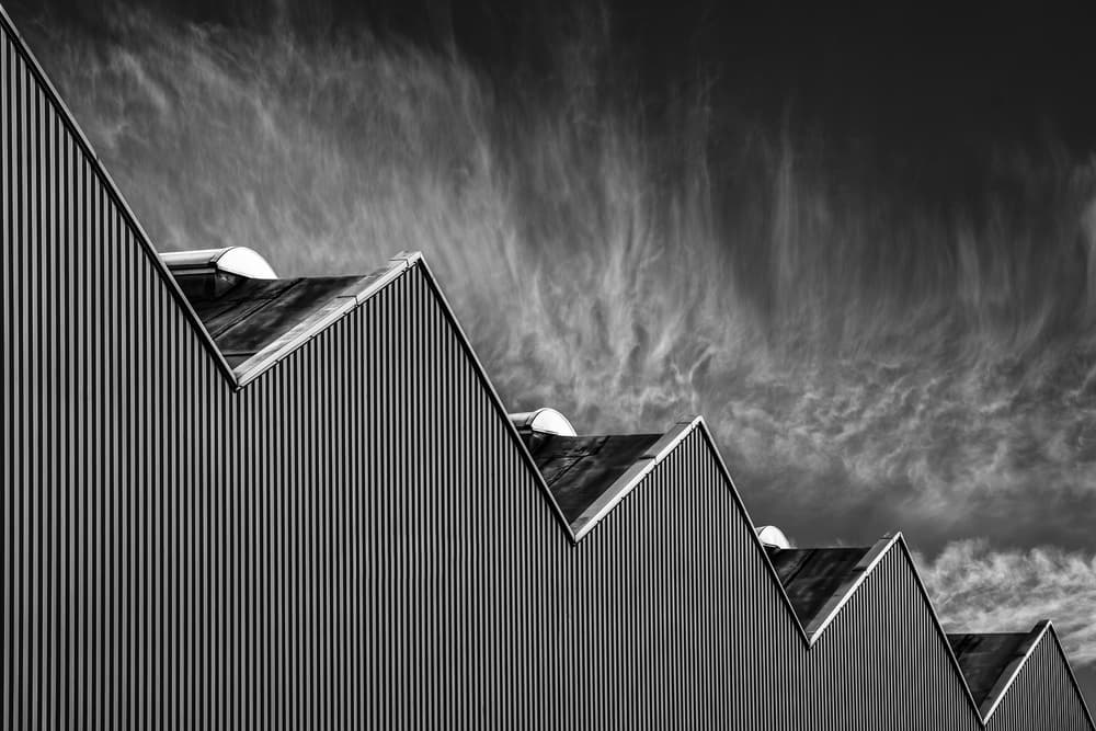 Modern Sawtooth Architecture by Luc Vangindertael (laGrange) — canvas wall art
