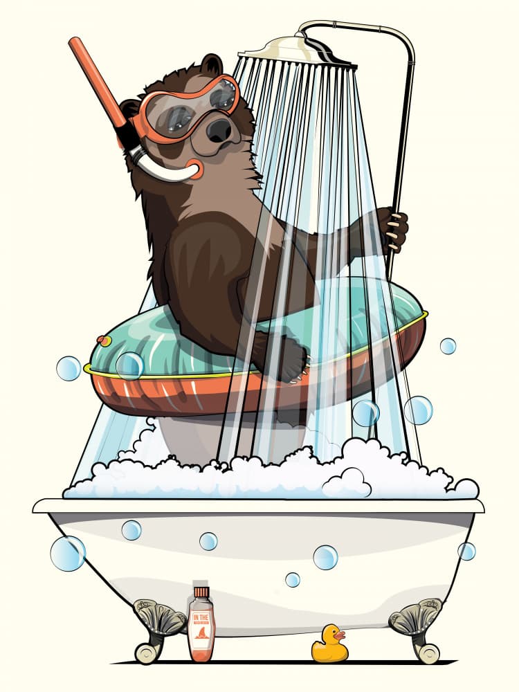Playful Otter Shower by In The Washroom — canvas wall art