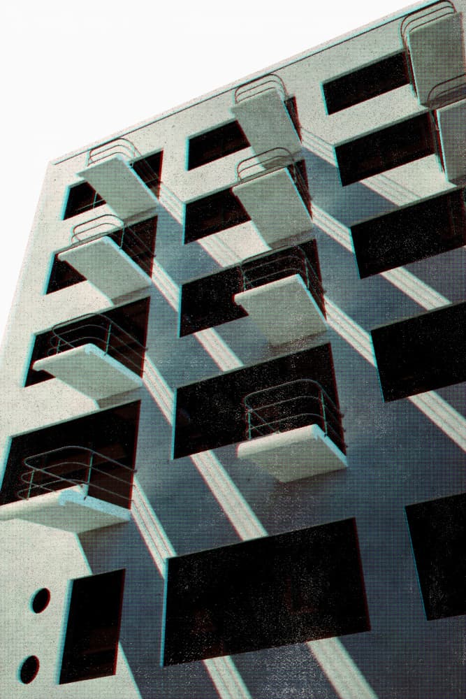 Geometric Building Shadows by Rosana Laiz Blursbyai — canvas wall art