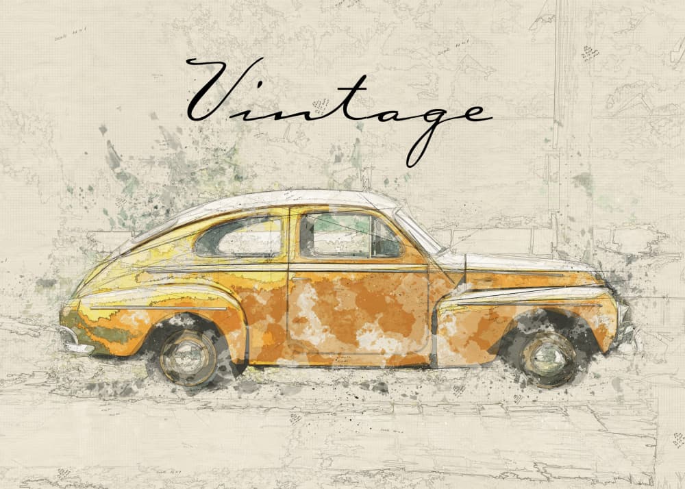Vintage Car Sketch by Lembayung senja studio [Vintage Poster] — canvas wall art