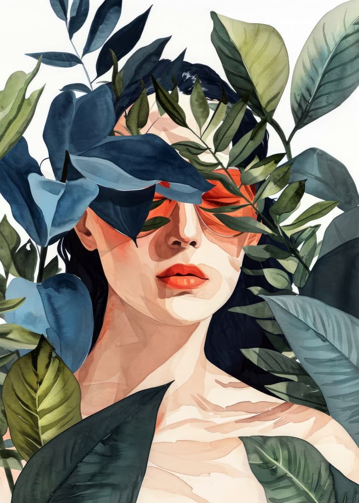 Botanical Woman Serenity by Justyna Jaszke — canvas wall art