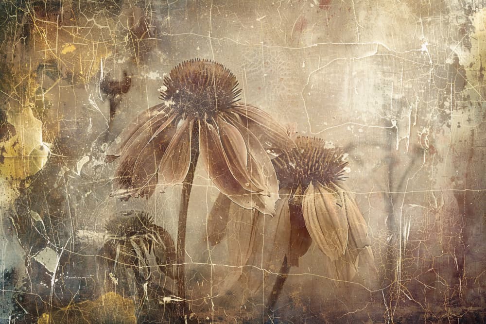 Aged Sepia Coneflowers by Rafal Kulik — canvas wall art