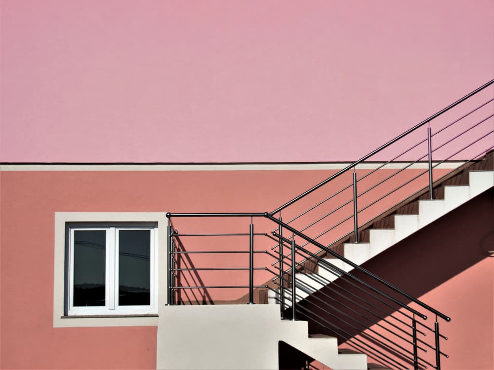 Pink Wall Staircase by Arnon Orbach — canvas wall art