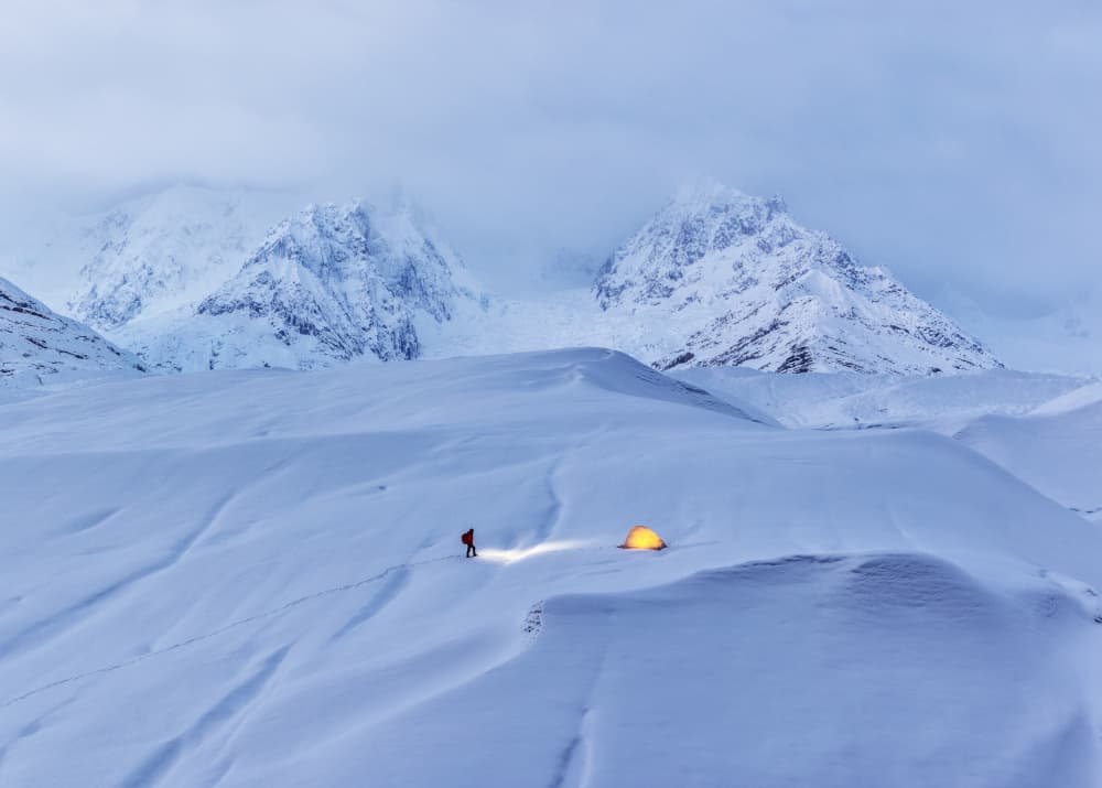 Snowy Mountain Camp by Dianne Mao — canvas wall art