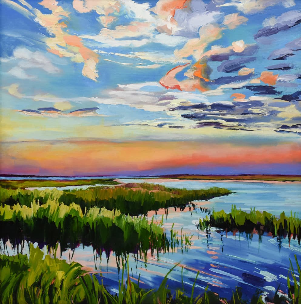 Vibrant Marsh Sunset by Maxine Shore — canvas wall art