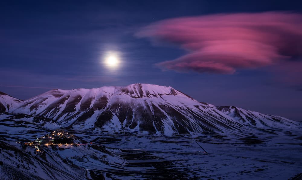 Snowy Peaks Pink Cloud by Francesco Santini — canvas wall art