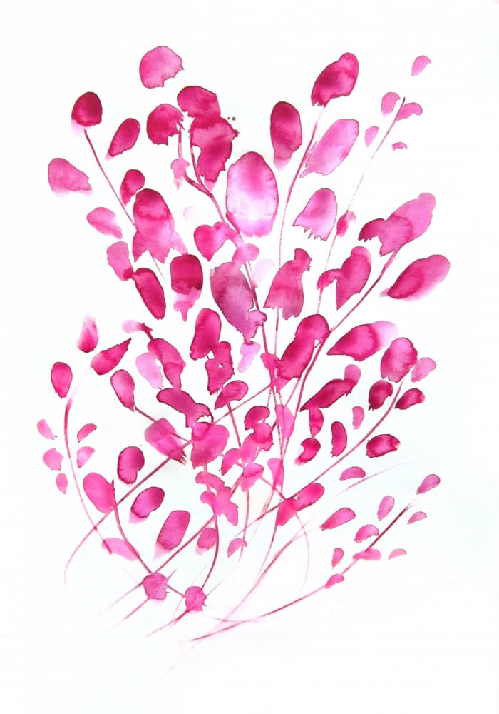 Pink Watercolor Leaves by Christine Lindstrom — canvas wall art