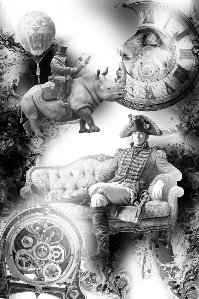 Steampunk Rhino Dreamscape by Rafal Kulik — canvas wall art
