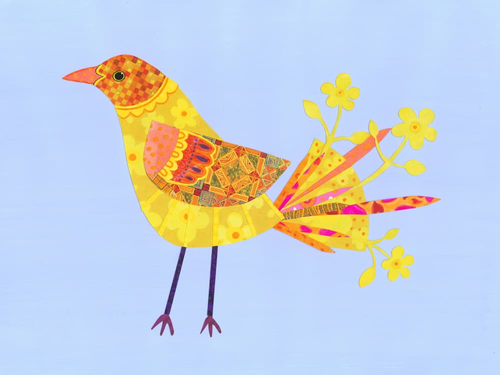 Whimsical Yellow Bird by Isabelle Brent — canvas wall art