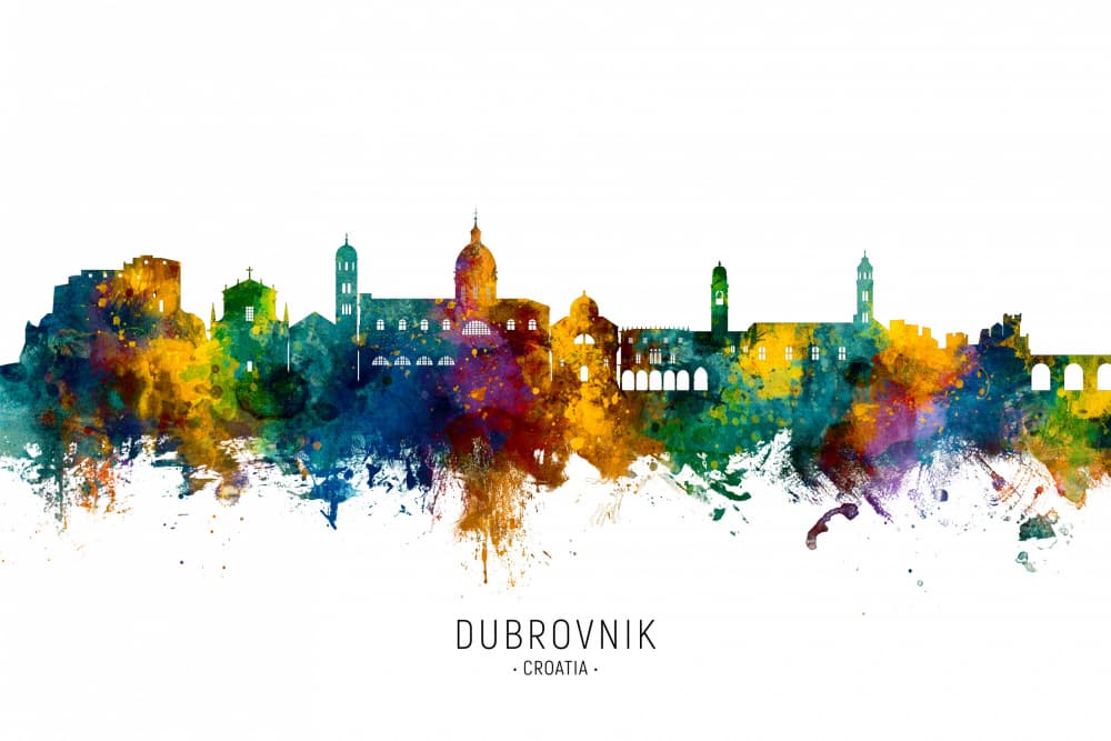 Colorful Dubrovnik Skyline by Michael Tompsett — canvas wall art
