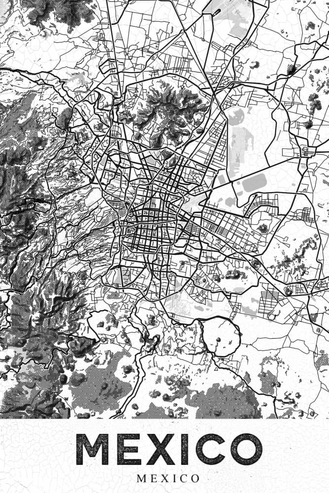 Mexico City Urban Map by StudioSix — canvas wall art