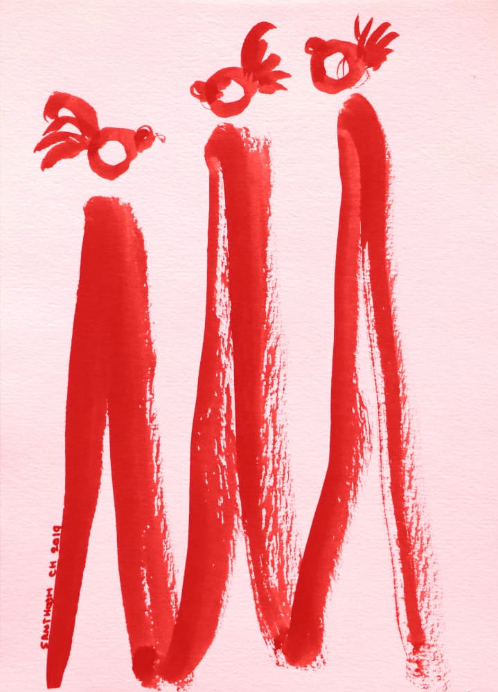 Red Birds Abstract by Santhosh ch — canvas wall art