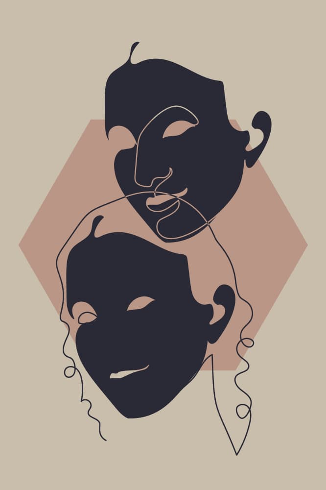 Connected Abstract Faces by Anna Rose — canvas wall art