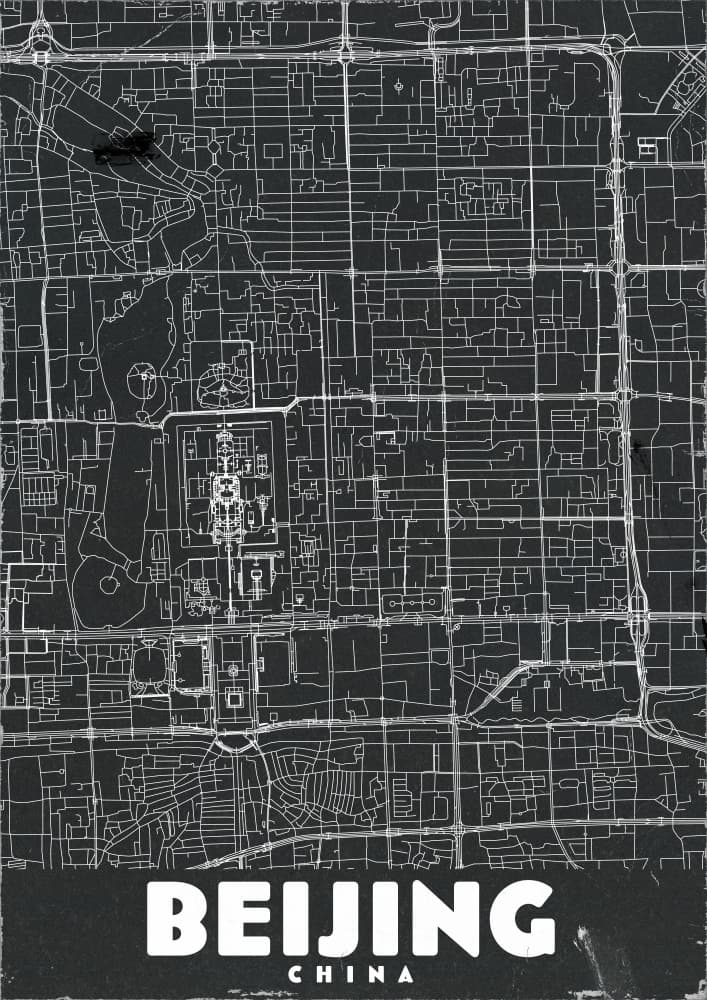 Beijing City Map by Nicholas — canvas wall art