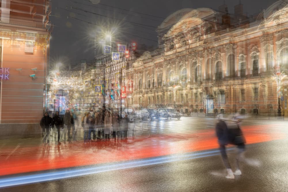 Dynamic City Night Lights by Igor Kopcev — canvas wall art