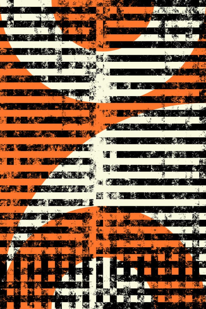 Orange Black Grunge Stripes