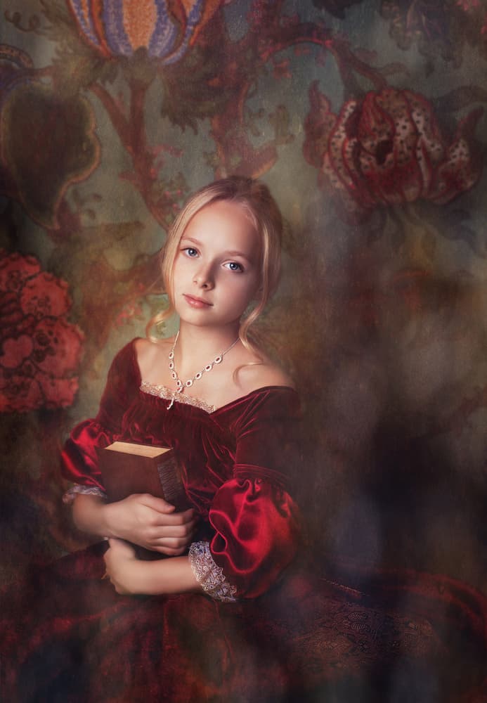Thoughtful Girl with Book by Alina Lankina — canvas wall art