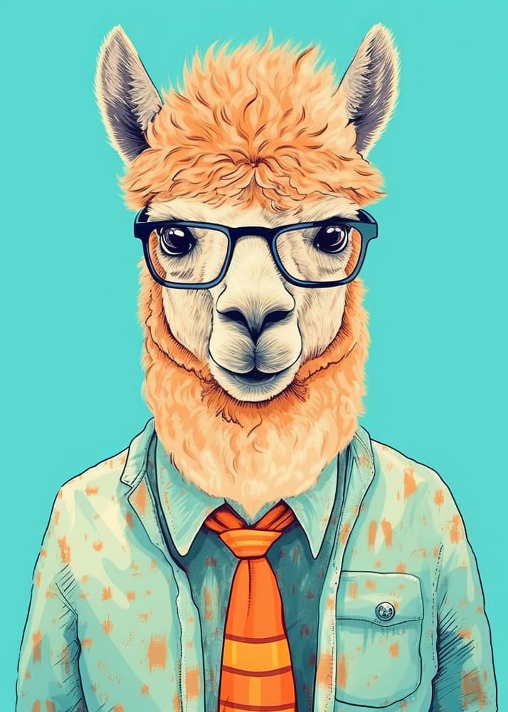 Stylish Alpaca in Glasses by Bilge Paksoylu — canvas wall art