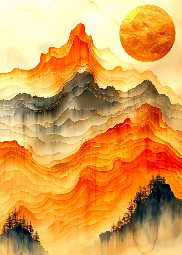 Golden Mountain Sun by Justyna Jaszke — canvas wall art