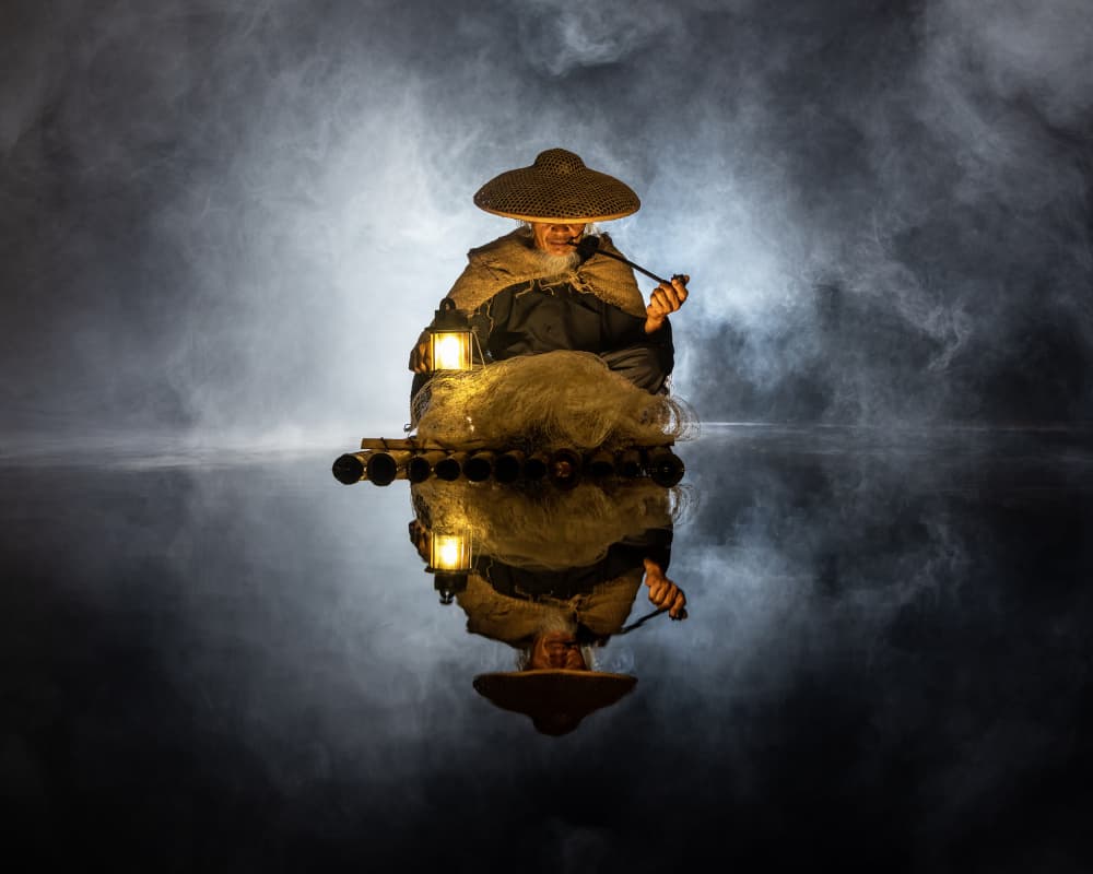 Old Fisherman's Reflection by Muljati Hidajat — canvas wall art
