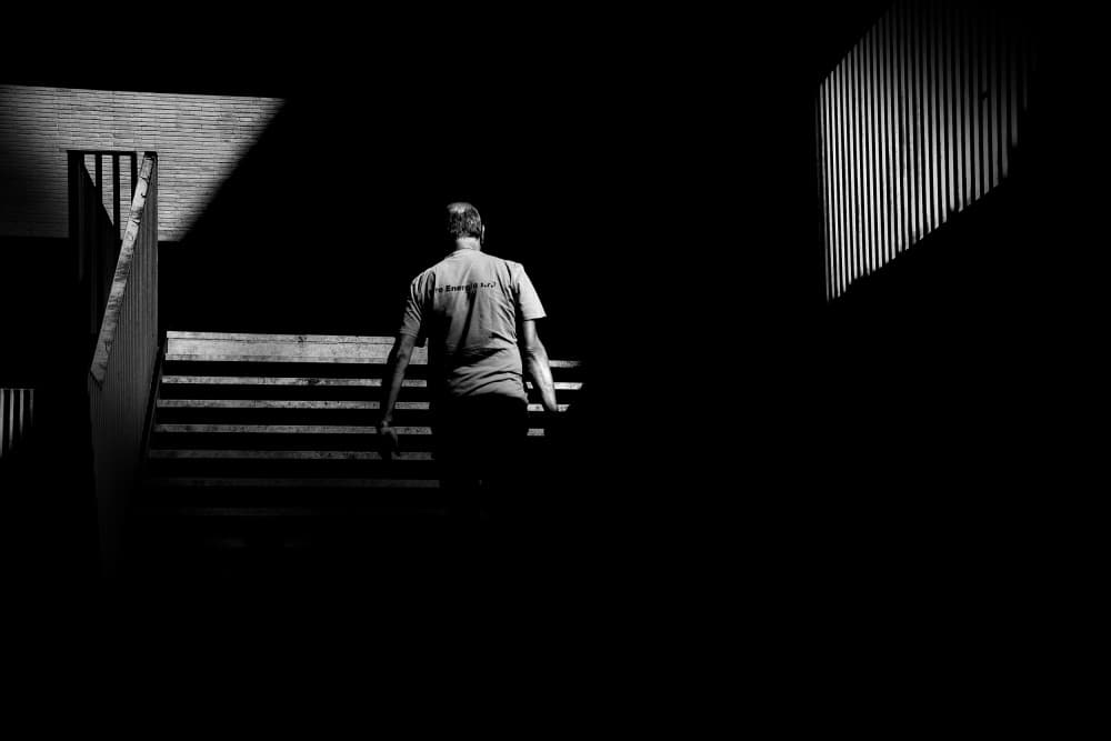 Man Ascending Stairs by Antonio Grambone — canvas wall art