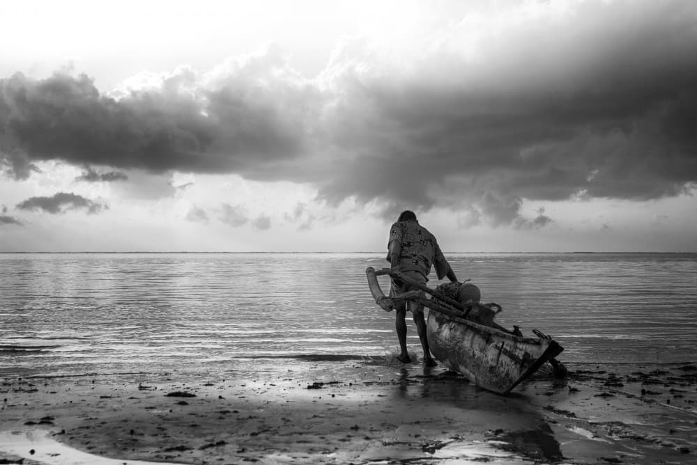 Lone Fisherman Shore by José Manuel cruz — canvas wall art