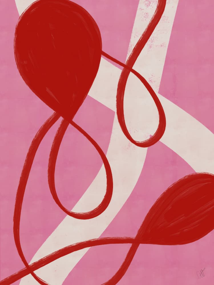 Fluid Red Forms by Anne-Marie Volfova — canvas wall art