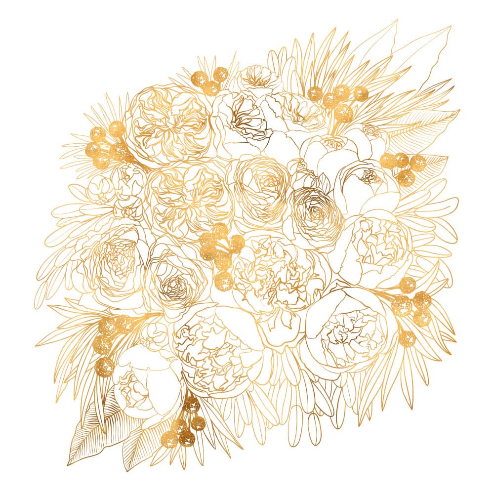 Elegant Gold Bouquet by Rosana Laiz Blursbyai — canvas wall art