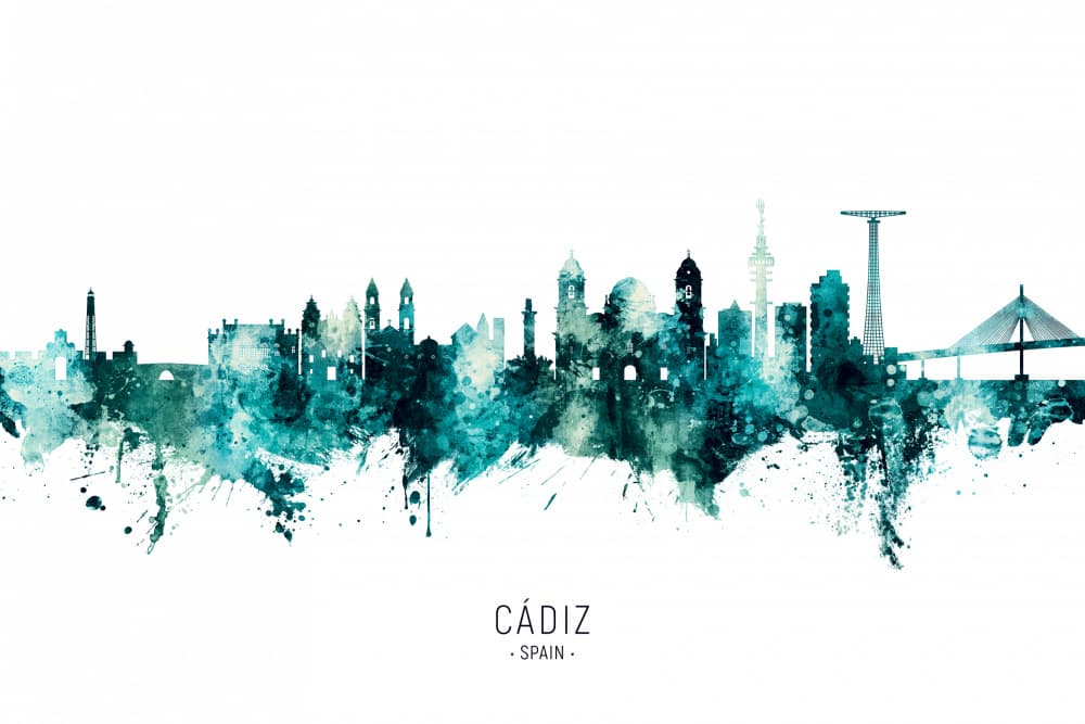 Cadiz Watercolor Cityscape by Michael Tompsett — canvas wall art