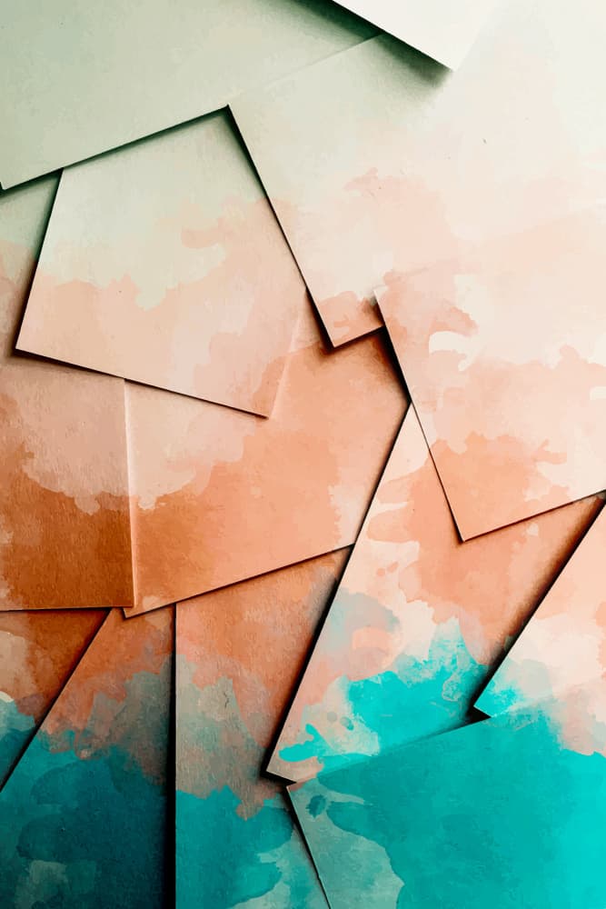 Peach Teal Abstract Layers by Vesuvik Designs — canvas wall art