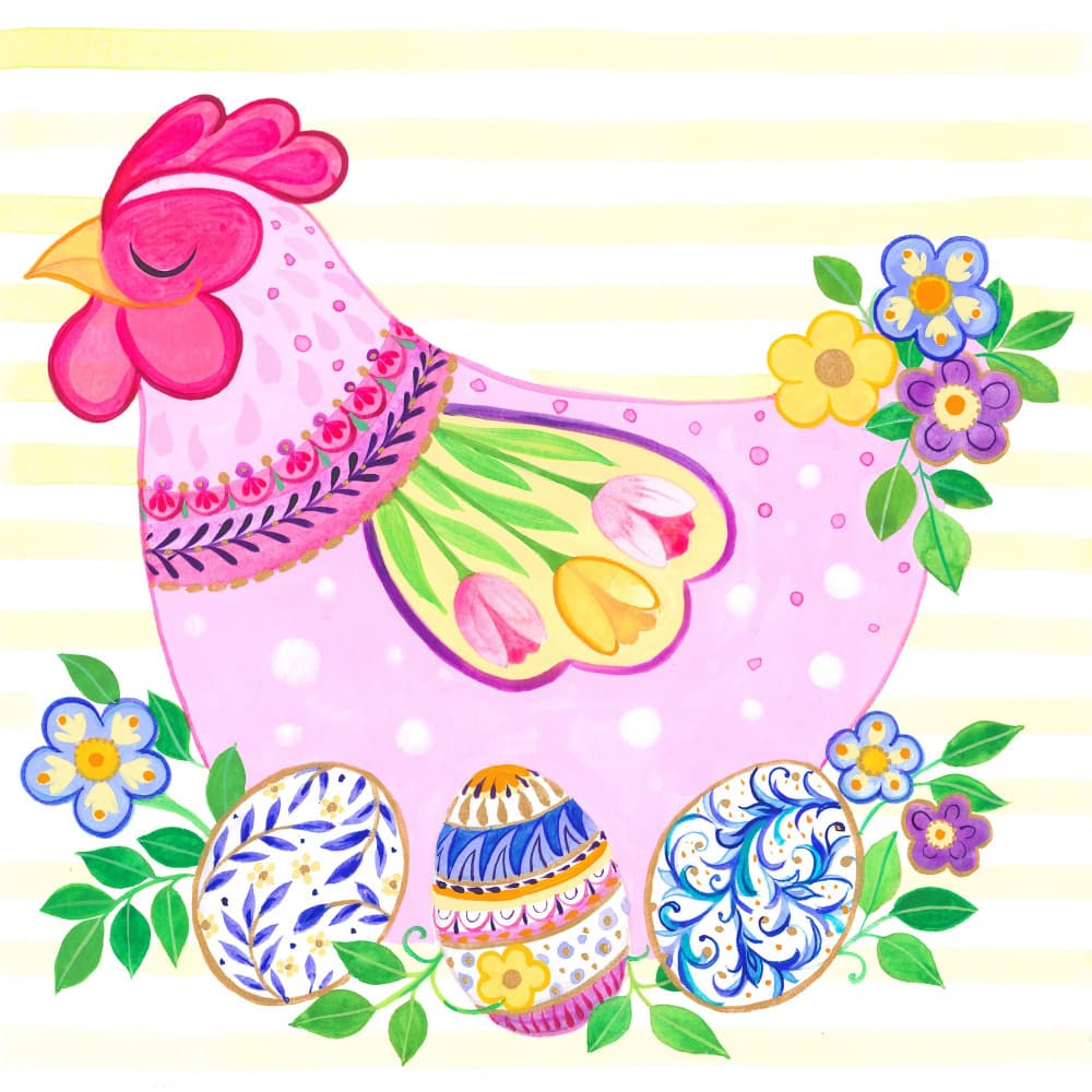 Easter Hen on Eggs by Isabelle Brent — canvas wall art