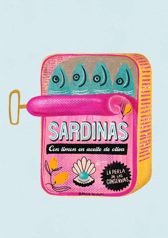 Pink Sardines With Lemon by Baroo Bloom — canvas wall art