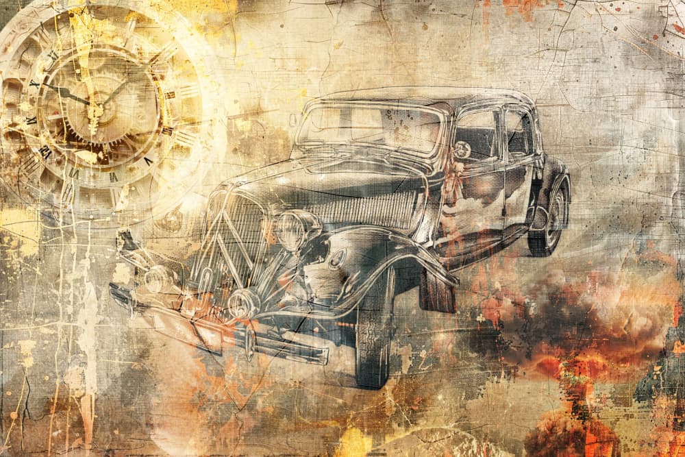 Vintage Car Clockwork by Rafal Kulik — canvas wall art