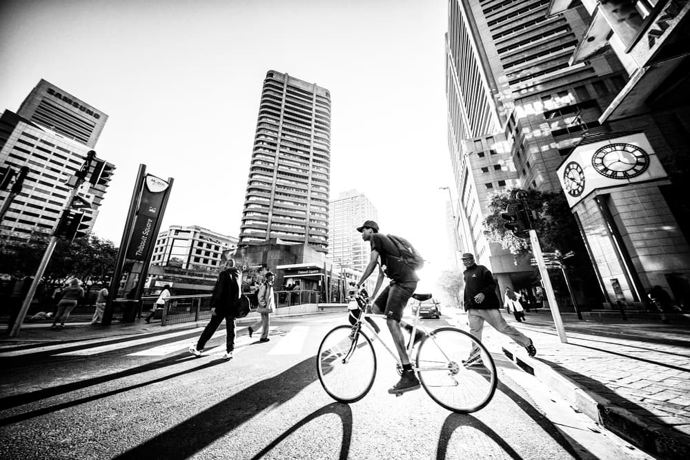 Urban Street Cyclist by Michael Groenewald — canvas wall art