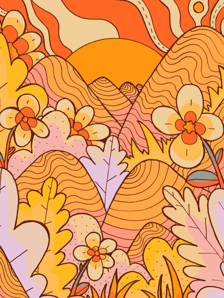 Groovy Sunset Landscape by Stephen Wade — canvas wall art
