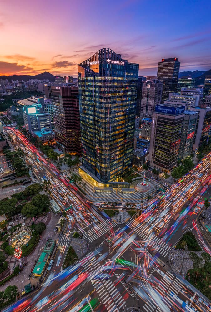 Vibrant City Light Trails by AN POTO — canvas wall art