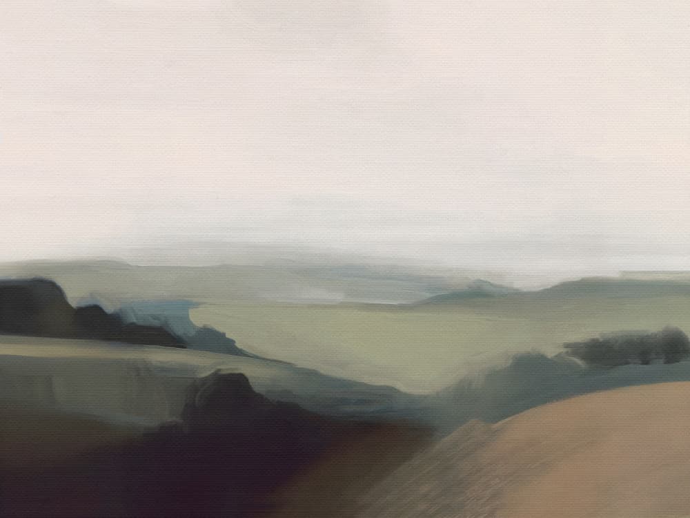 Misty Rolling Hills by The Printable Studio — canvas wall art