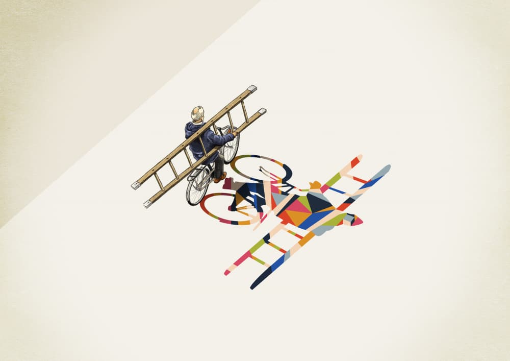 Cyclist's Colorful Shadow by Jason Ratliff — canvas wall art