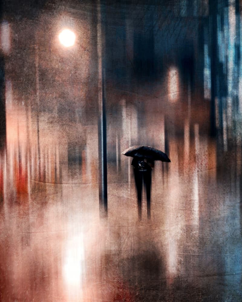 Rainy Night Walk by Lammakmak — canvas wall art