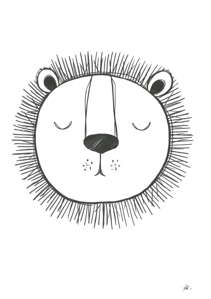 Sleepy Lion Drawing by Lor Muller — canvas wall art
