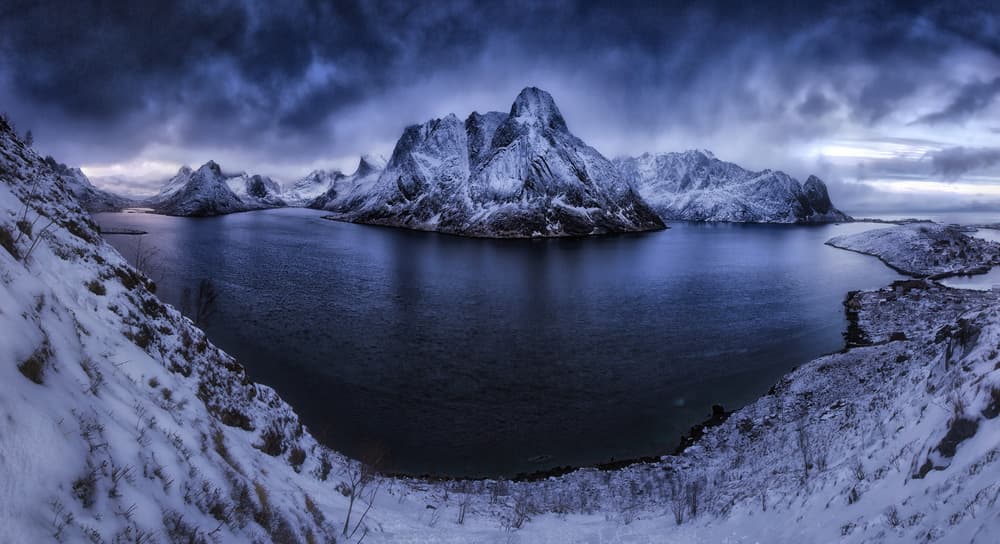 Snowy Fjord Peaks by Jaroslav Zakravsky — canvas wall art