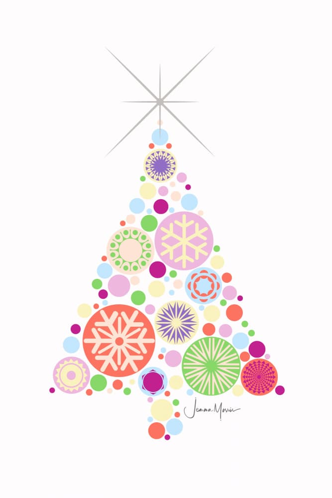 Colorful Christmas Tree by Jemma Morris — canvas wall art