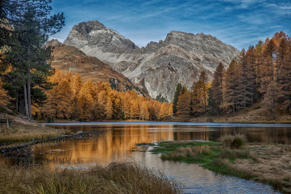 Golden Autumn Mountain Lake by Urs Zimmermann — canvas wall art