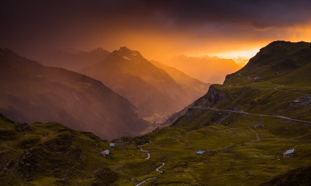 Golden Hour Mountain Valley by Andreas Agazzi — canvas wall art