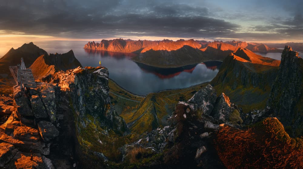 Golden Fjord Sunset by Tomasz Rojek — canvas wall art