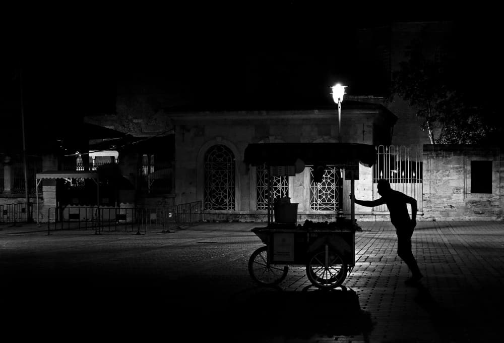 Urban Night Vendor by Giorgio Pizzocaro — canvas wall art