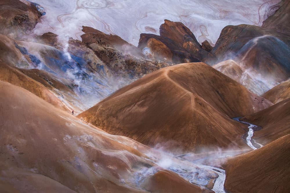 Hiker in Steaming Valley by Peter Svoboda MQEP — canvas wall art
